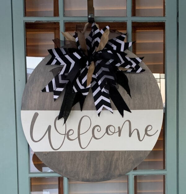Welcome Chevron Wood Sign