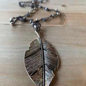 Silver Leaf Handmade Beaded Necklace