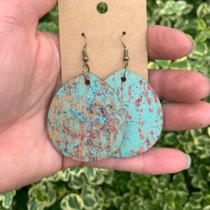 Turquoise Colored Wooden Earrings