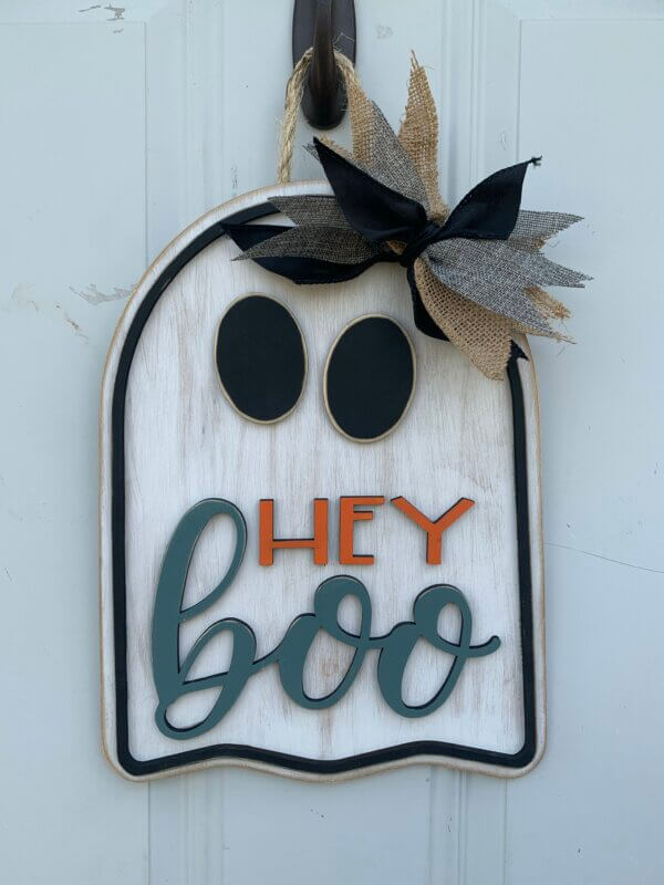 Hey Boo Wooden Sign