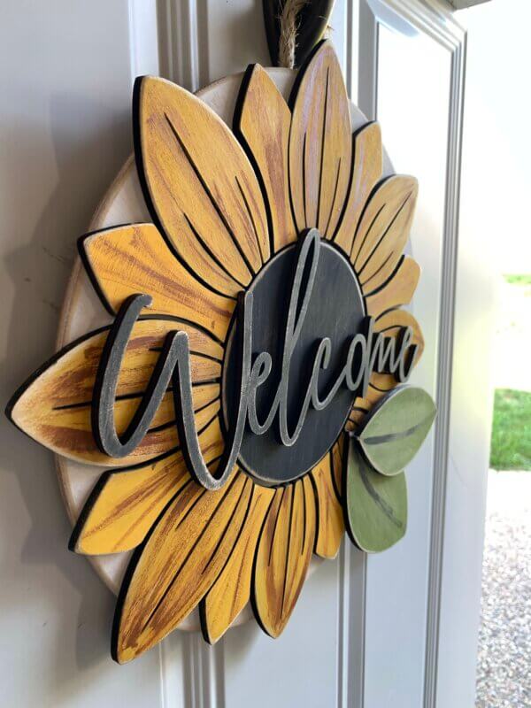 Sunflower Wooden Welcome Sign