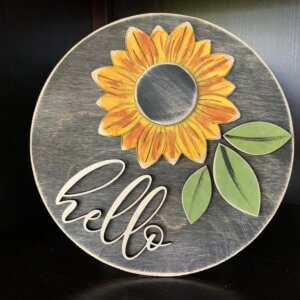Hello Sunflower Wooden Sign
