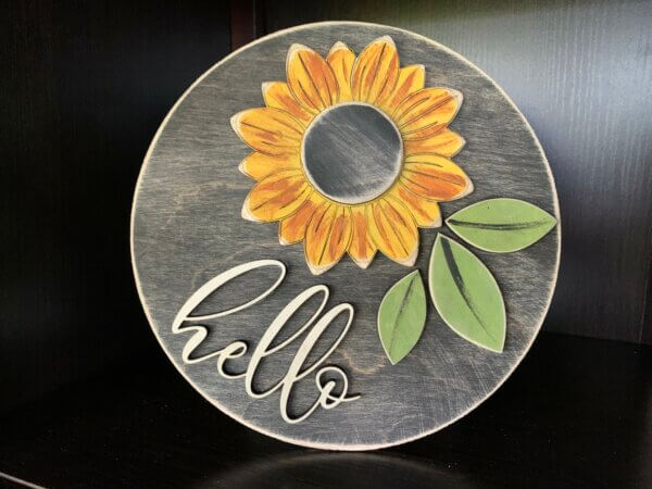 Hello Sunflower Wooden Sign