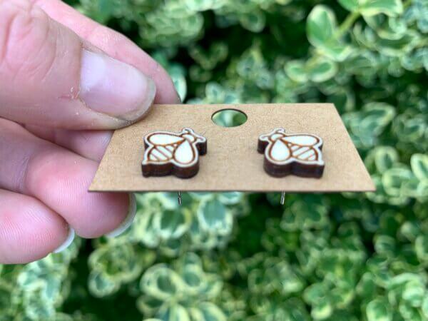 Wooden Bee Stud Earrings