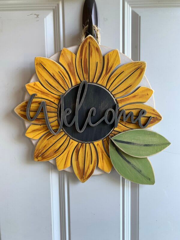 Sunflower Wooden Welcome Sign
