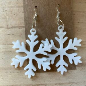 White Acrylic Snowflake Earrings