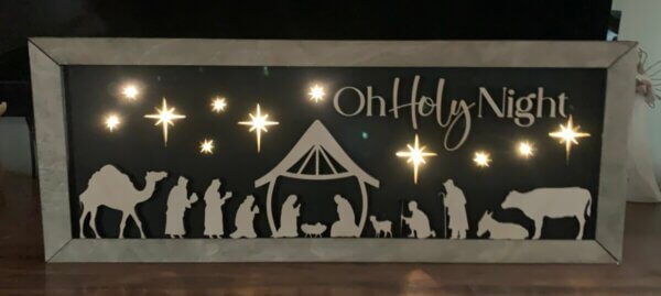 Oh Holy Night Lit LED Nativity Sign