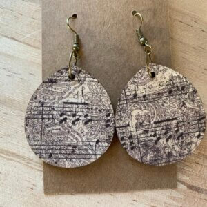 Sheet Music Wooden Earrings