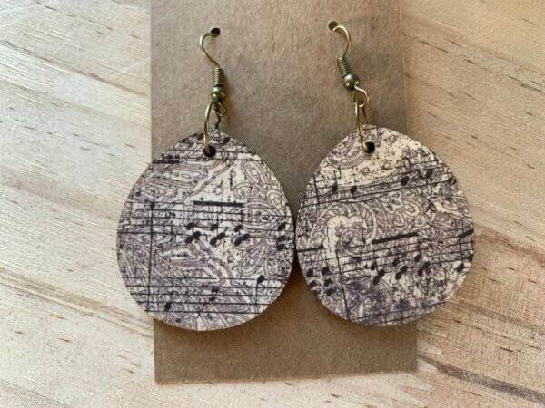 Sheet Music Wooden Earrings