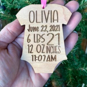 Girl Onesie Birth Announcement Ornament