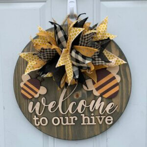 Welcome to Our Hive Door Hanger
