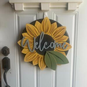 Large Sunflower Welcome Door Hanger