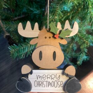 Wooden Merry Christmoose Ornament