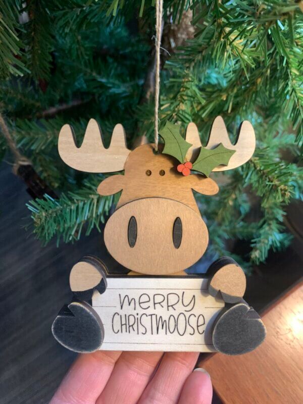 Wooden Merry Christmoose Ornament